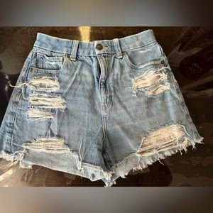 American Eagle High Rise Distressed Denim Shorts